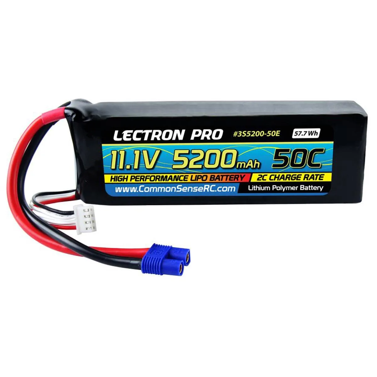 Common Sense RC Common Sense RC Lectron Pro 11.1V 5200mAh 50C Li-Po Battery XT60 CSRC Adapter drone accessory — product photo