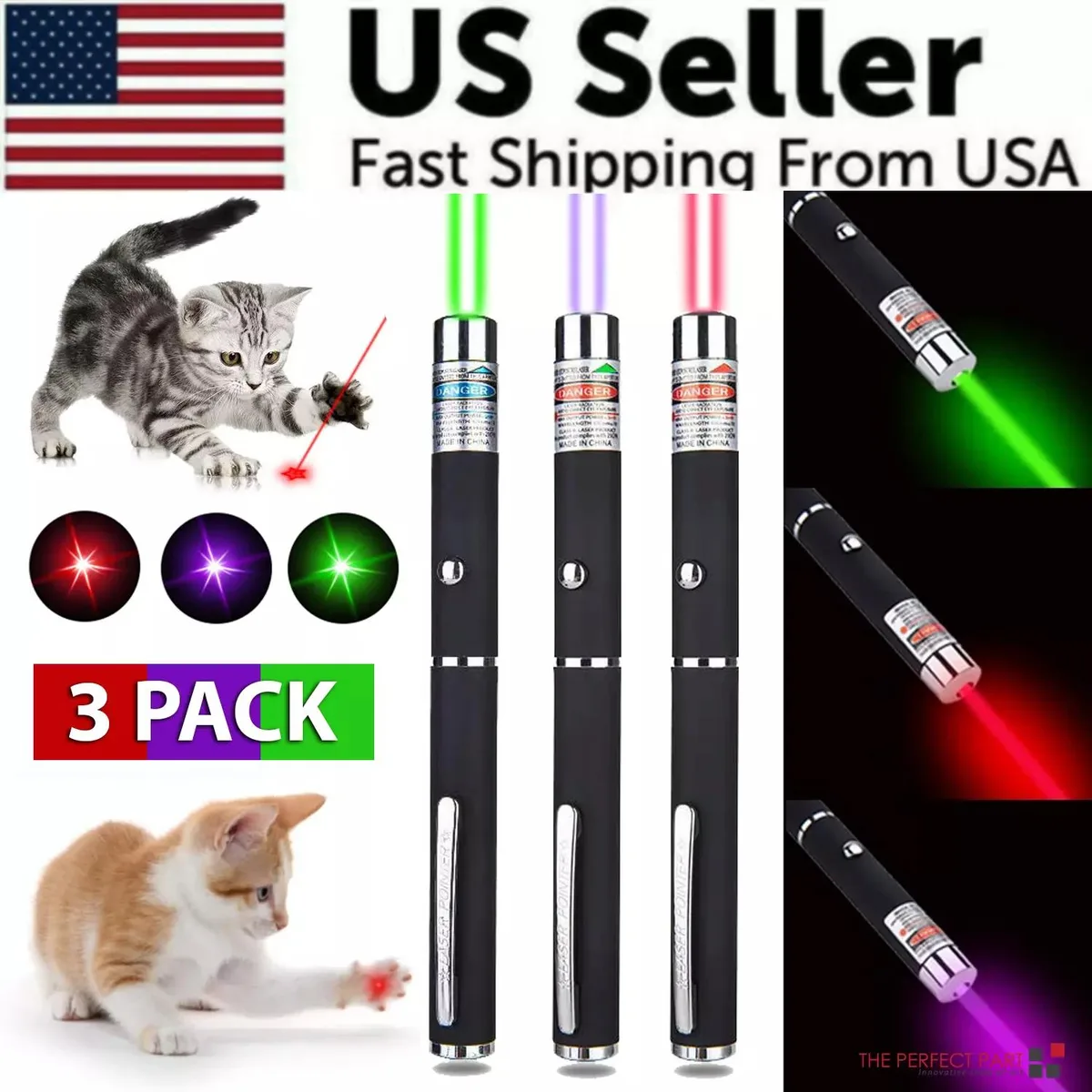 NShi NShi 3-Pack Laser Pointer Pen Green Blue Red 900Mile — product photo