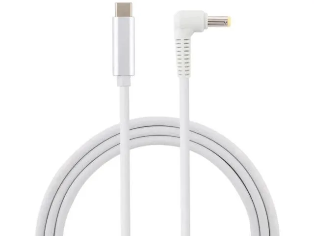 Black USB-C to 5.5×2.5mm DC barrel cable, 1.5m length, PVC jacket