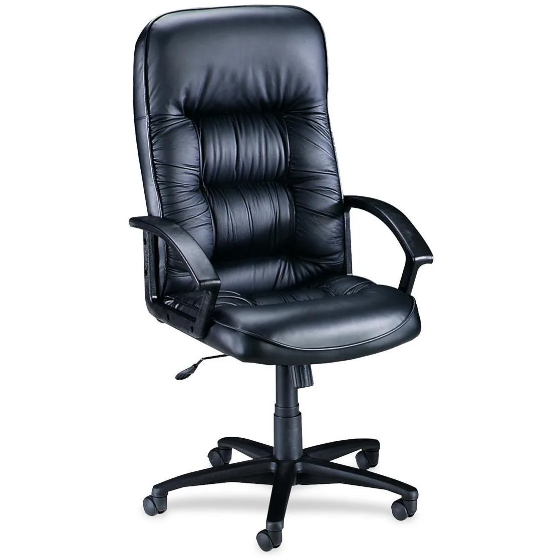 Lorell Lorell 60116 Executive High-Back Chair Black Leather 25x29x45-49 office furniture — product photo