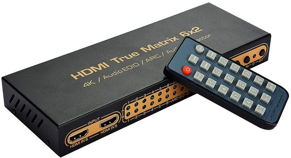 WRIARICH WRIARICH 4K HDMI Matrix Switch 6x2 Black — product photo