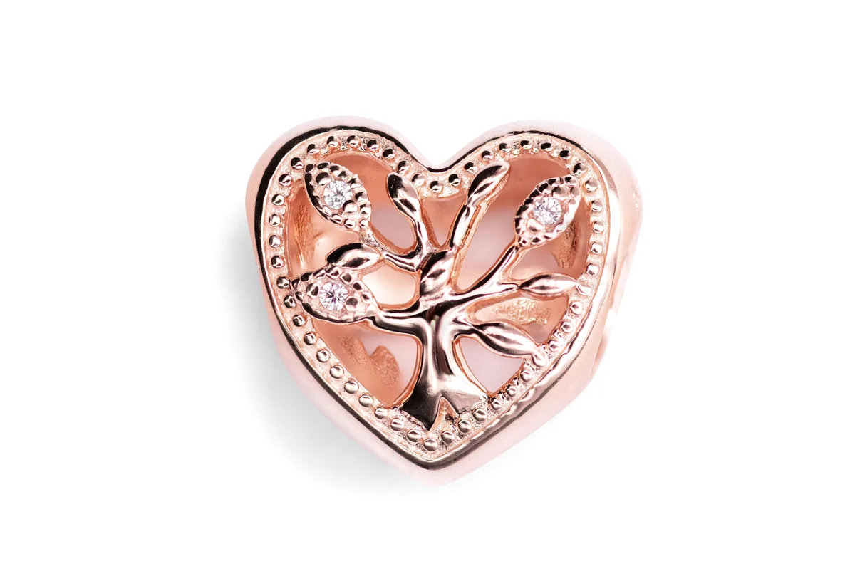PANDORA PANDORA Openwork Family Tree Heart Charm 14k Rose Gold-Plated — product photo