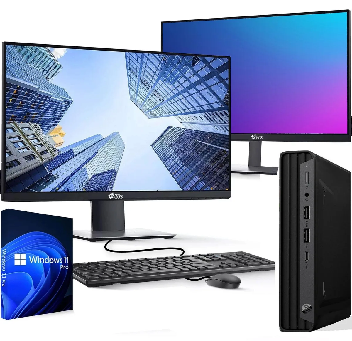HP HP 800 G6 Mini i5-10500T 16GB 512GB Win 11 Pro Dual 22" Monitors — product photo