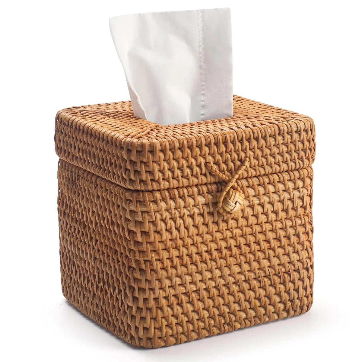 XIMISISE Rattan Tissue Box Cover Square 5.7 x 5.7 x 5.5 inch Natural — product photo