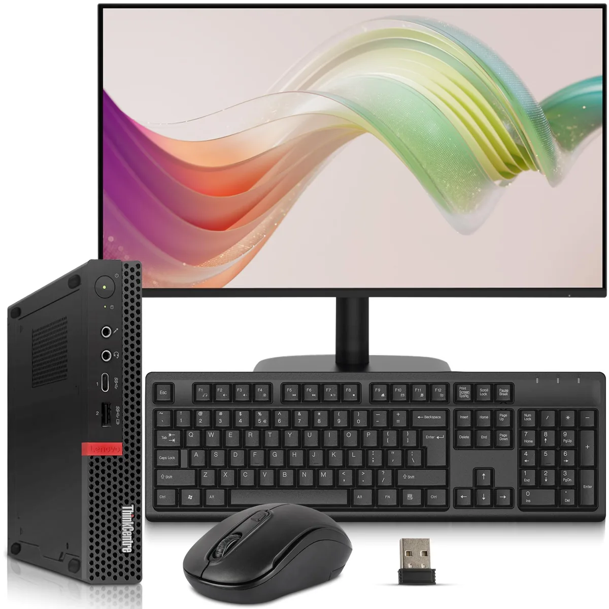 Lenovo Lenovo ThinkCentre M720q Mini PC i5-8500T 8GB DDR4 512GB 24" Monitor Windows 11 Pro — product photo