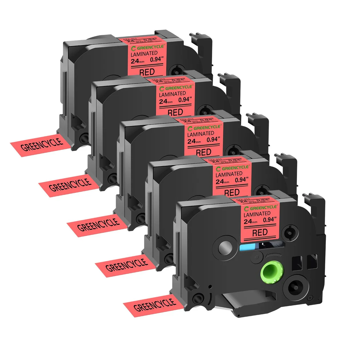 GREENCYCLE GREENCYCLE TZe-451 24mm Black on Red Label Tape 5 Pack — product photo