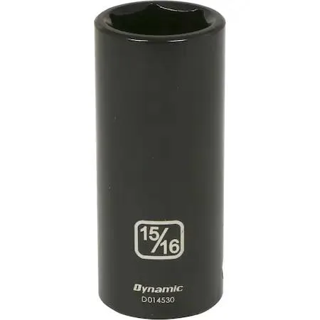 Deep 1/2 inch drive socket 15/16 inch six point black phosphate finish