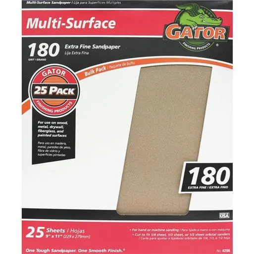 Ali Indistries Inc Ali Indistries Inc 4206 180 Grit Sandpaper 9x11 25 Sheets — product photo