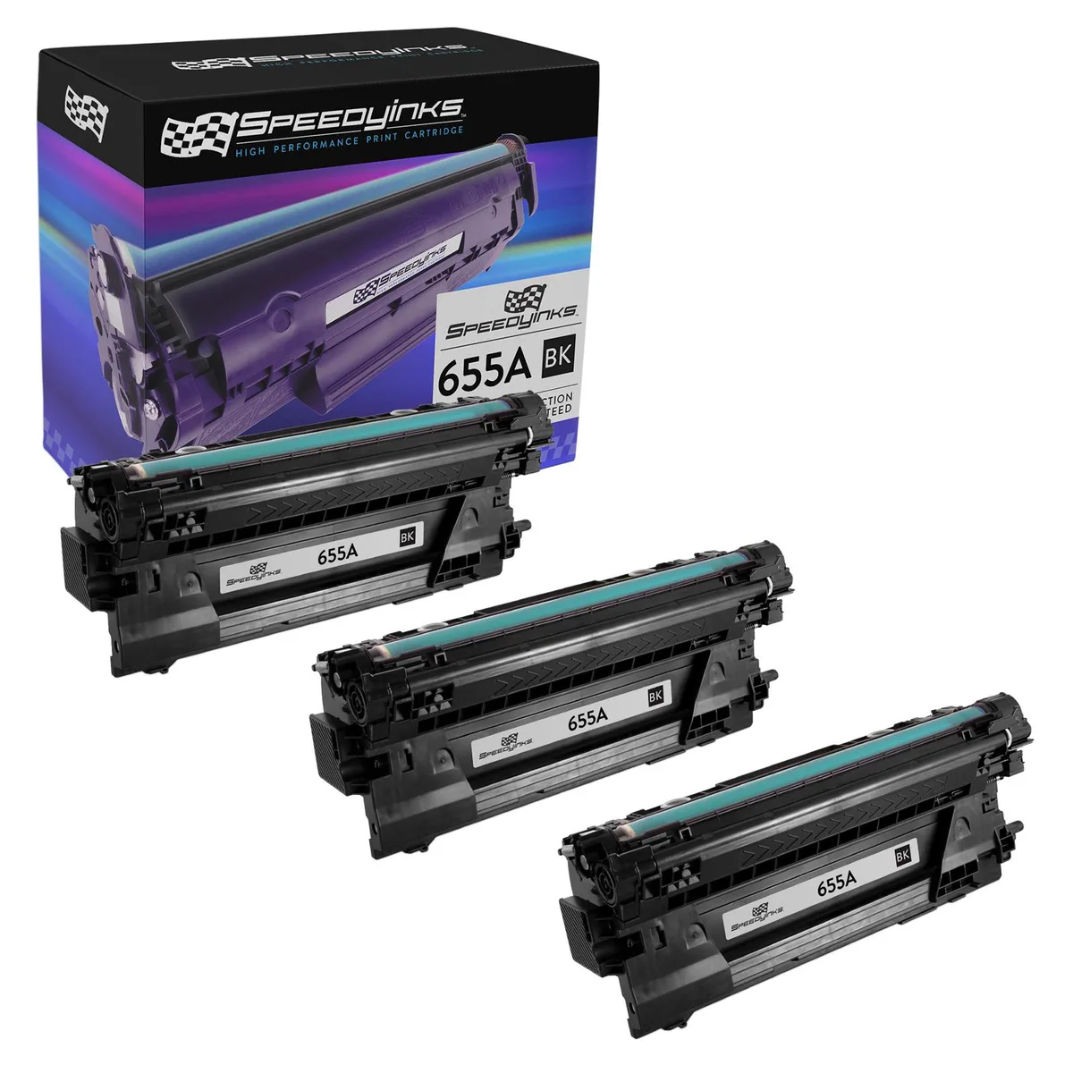 SpeedyInks SpeedyInks HP 655A CF450A Black Toner 3-Pack 12500 Pages — product photo