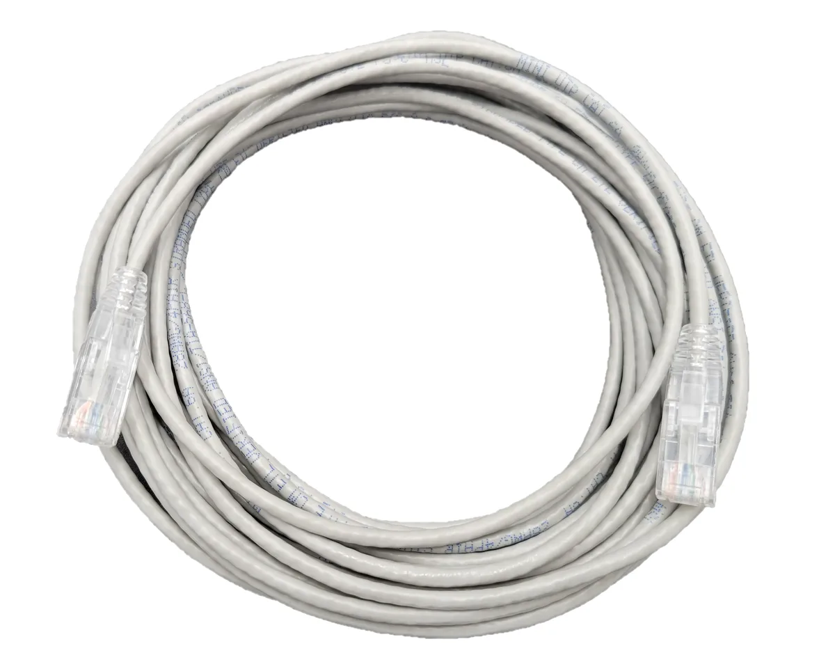 Micro Connectors Micro Connectors 15 ft CAT6A 10Gbps UTP 28 AWG Ultra Slim Ethernet Cable Gray — product photo