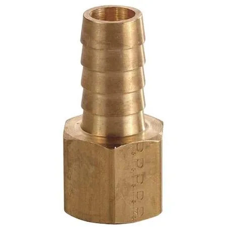 Brass hose barb fitting, straight, 1/4 inch barb to NPT, hex head