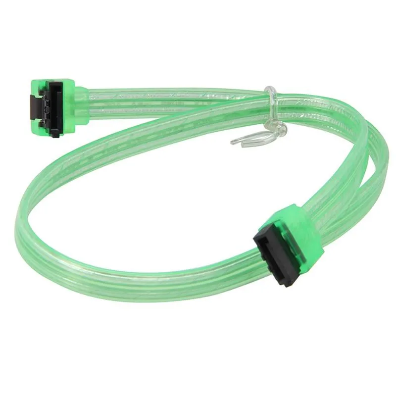 EN-Labs EN-Labs 18 inch SATA III 90 to 180 degree latch cable UV Green — product photo