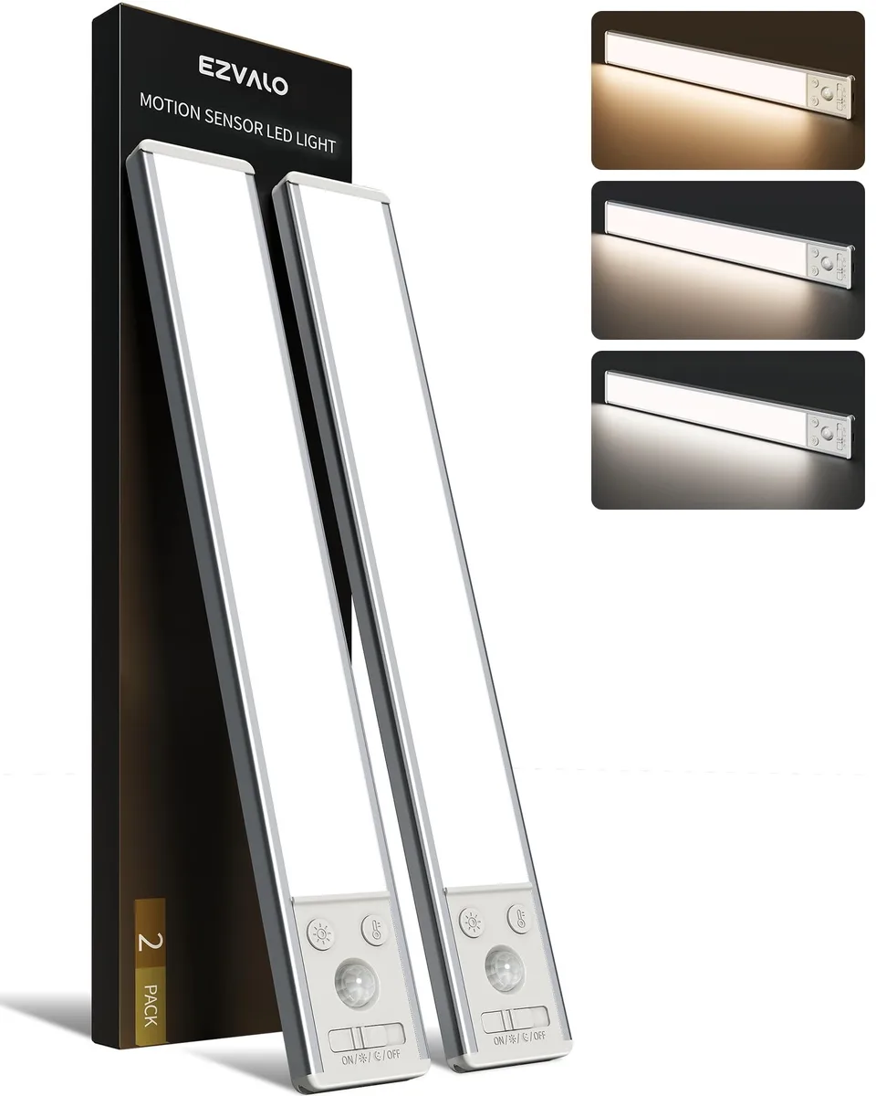 Two white 12-inch aluminium LED bars with clear prismatic covers and magnetic backs