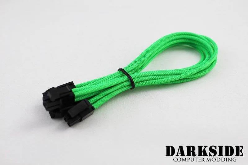 Darkside Computer Modding Darkside Computer Modding 4+4 EPS 12in 30cm HSL Single Braid Extension Cable Green UV internal power cable — product photo