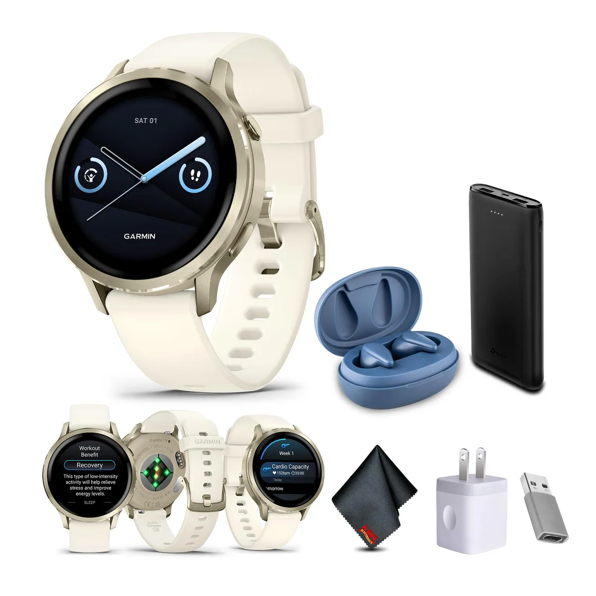 Garmin Garmin Venu 4 41mm Lunar Gold Bone Silicone Band wearable technology — product photo