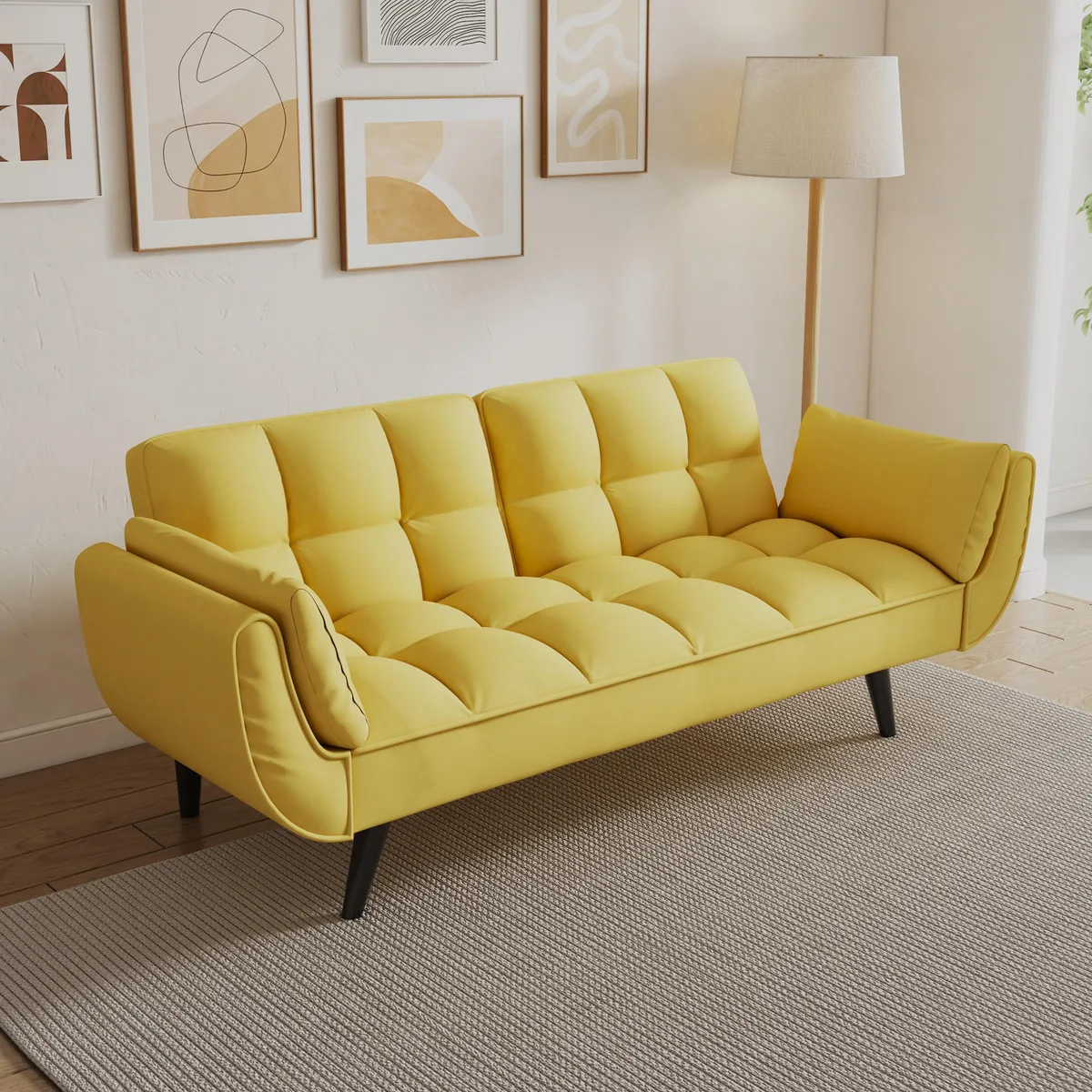 tuphen tuphen 74 inch yellow sofa bed — product photo