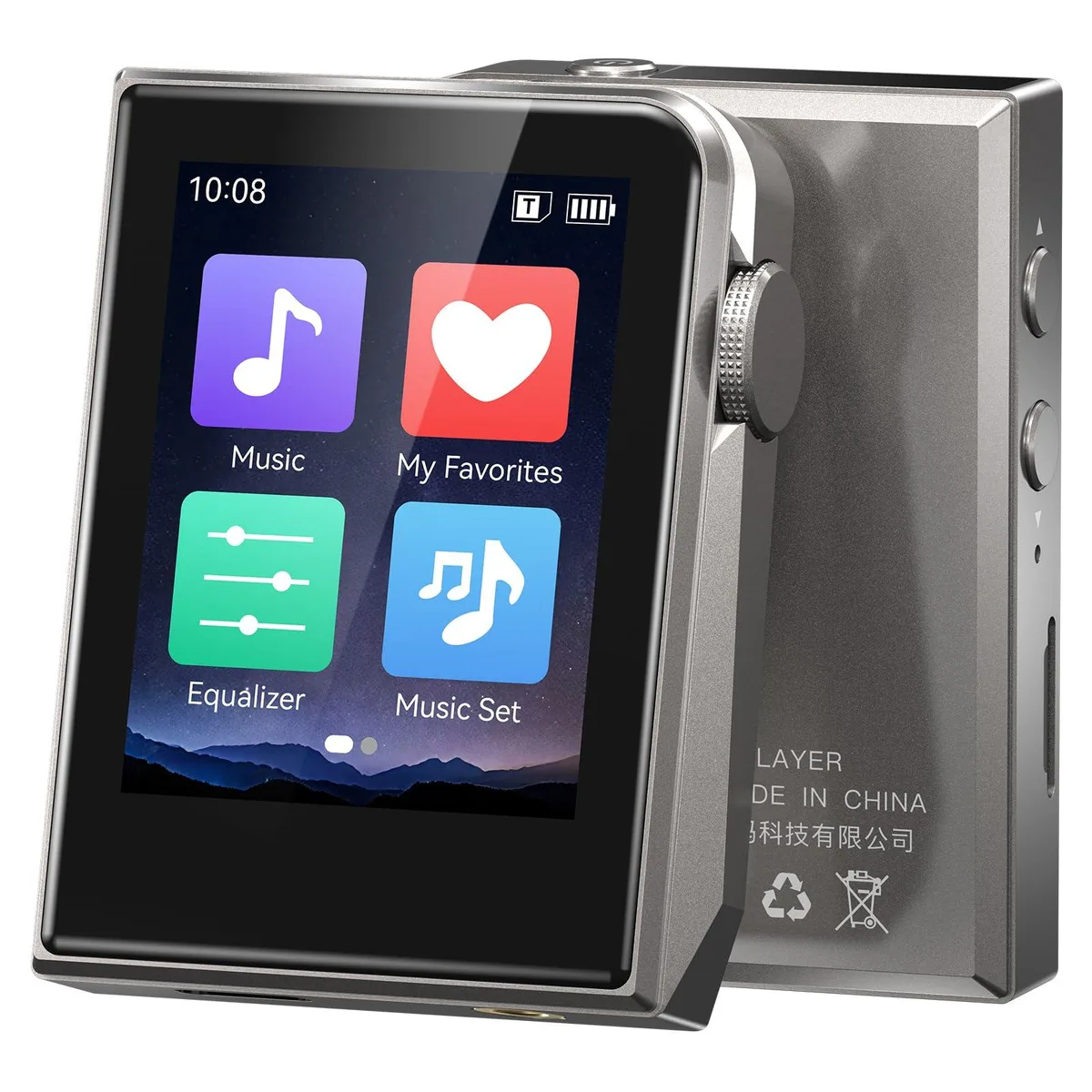  RUIZU 64GB HiFi Lossless MP3 Player Silver 2" Touchscreen CNC Aluminum — product photo