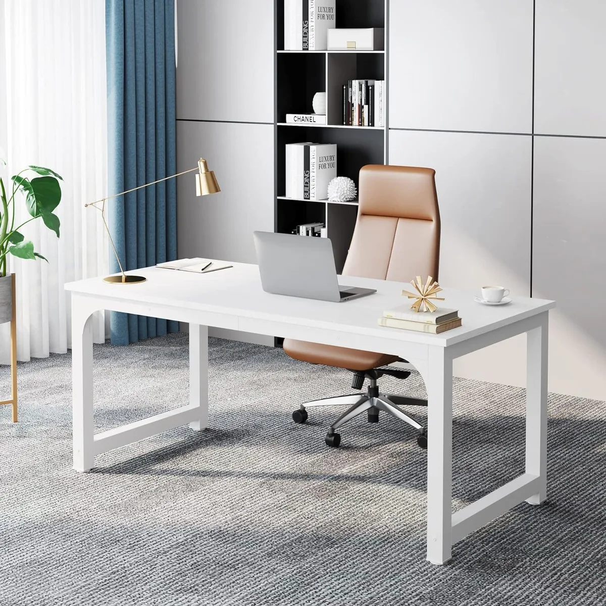 PISKEKAT PISKEKAT 63 Executive Desk White 62.99 x 31.4 x 29.5 office equipment — product photo
