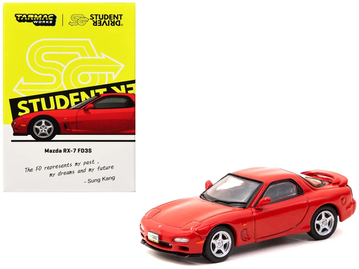 Tarmac Works Tarmac Works Mazda RX-7 FD3S RHD Red Student Driver J Collection 1/64 Diecast Hobby Collectible — product photo