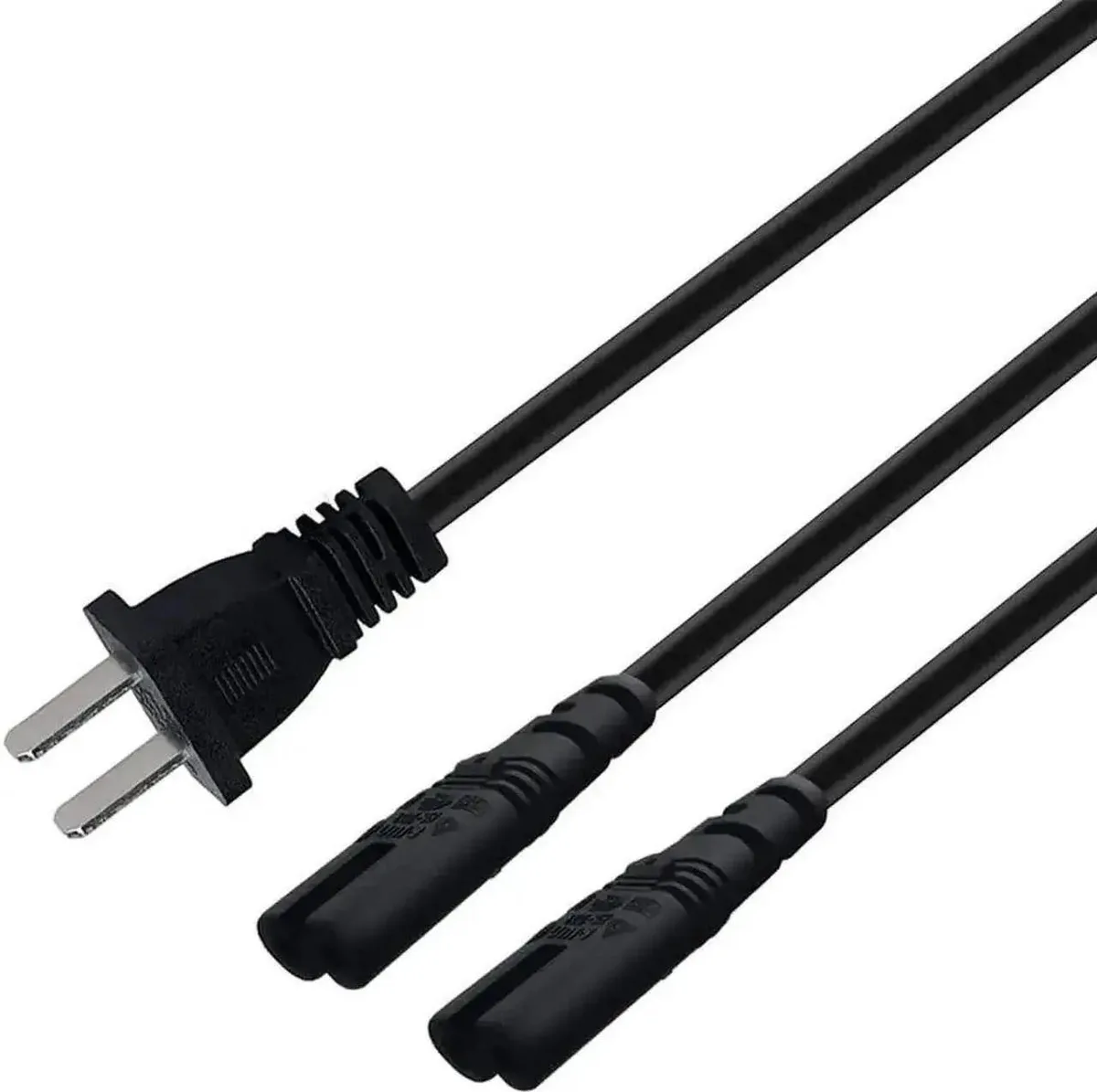 SMUGDESK SMUGDESK 6FT NEMA 1-15P to Dual C8 Figure 8 AC Power Cord 180 Degree — product photo