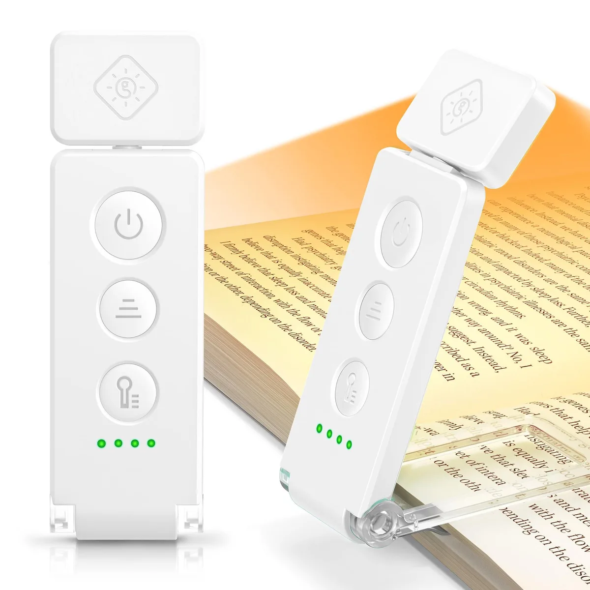 Compact 12-LED book light with slim head and USB-C port