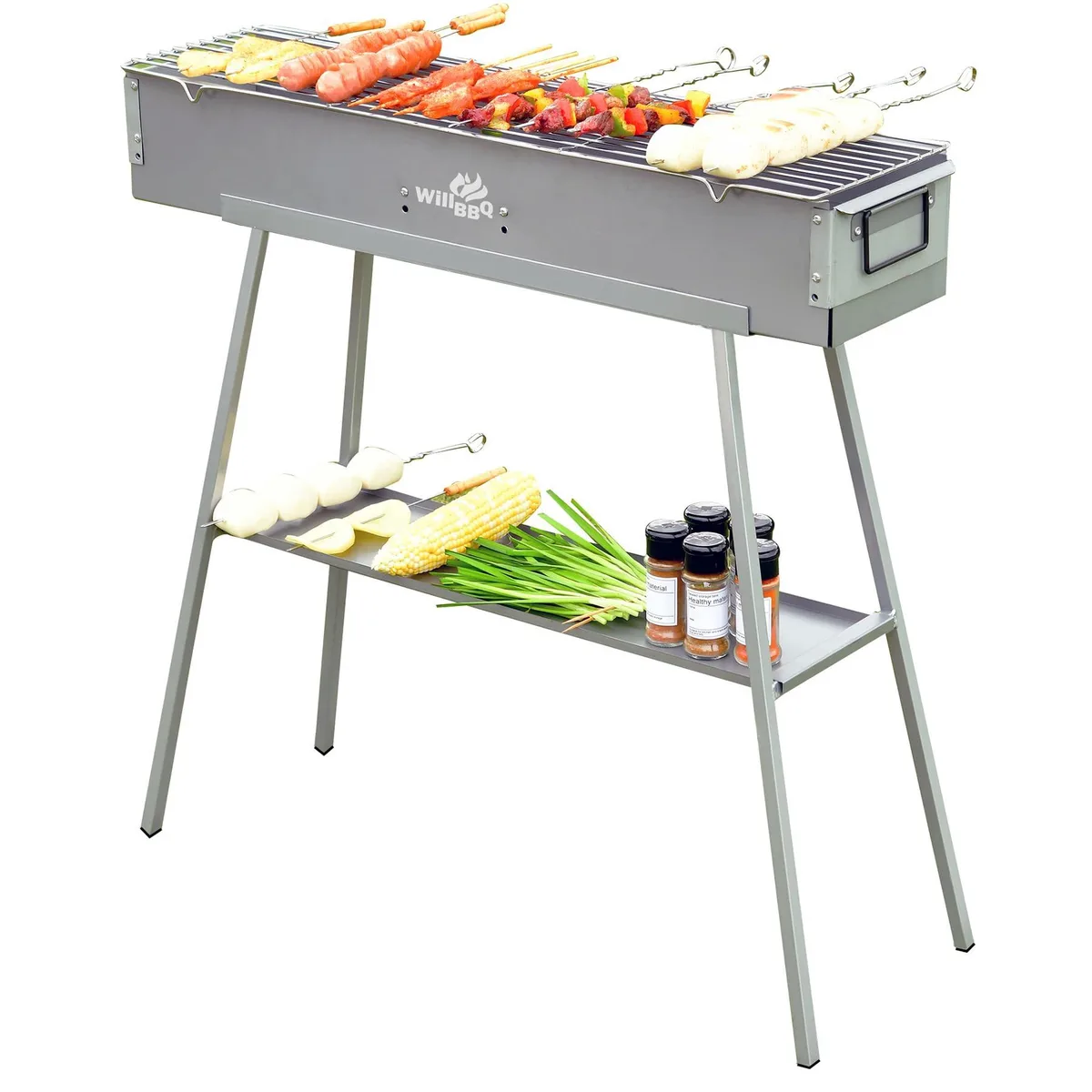  WILLBBQ WB801813 Charcoal Grill Portable Silver 1440 cm² 17.2 lb — product photo