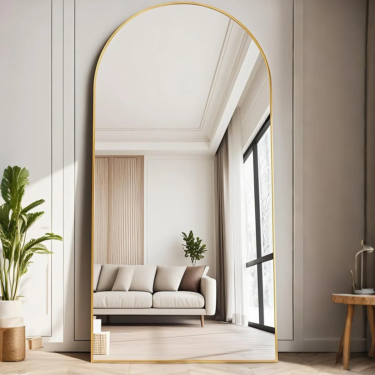  TinyTimes Arched Full Length Mirror 71x30 Gold — product photo
