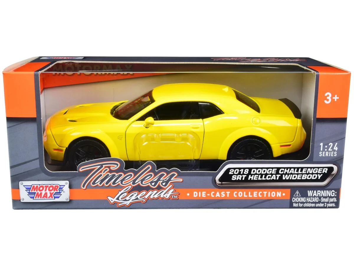 MOTORMAX MOTORMAX 2018 Dodge Challenger SRT Hellcat Widebody Yellow 1/24 Diecast Hobby Collectible — product photo