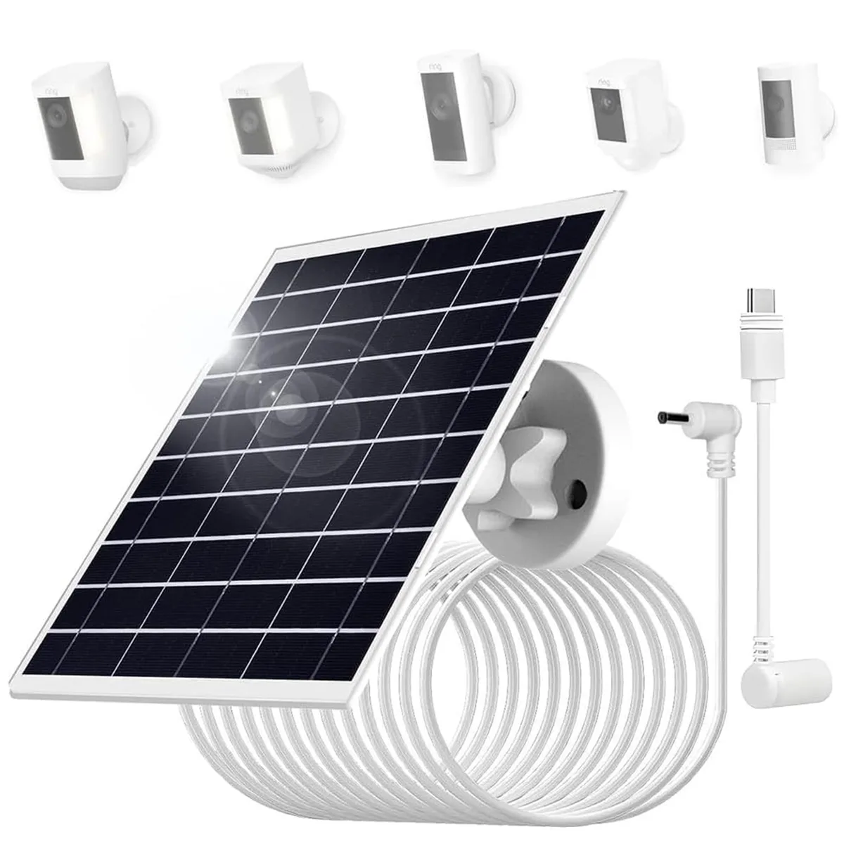 Rectangular solar panel, 21.0 by 17.0 inches, dark glass surface, IP65 rated