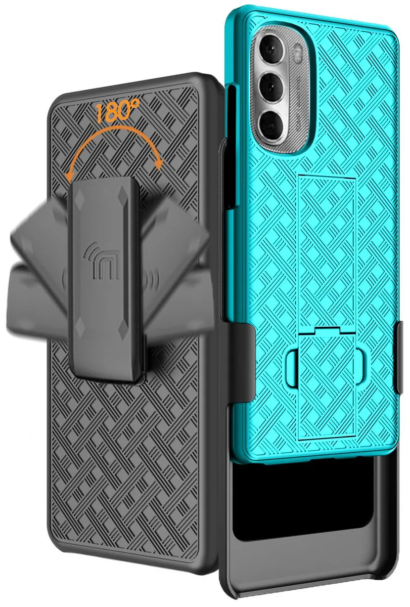 Nakedcellphone Nakedcellphone Kickstand Case + Belt Clip Holster Combo Teal Moto G Stylus 5G 2022 — product photo