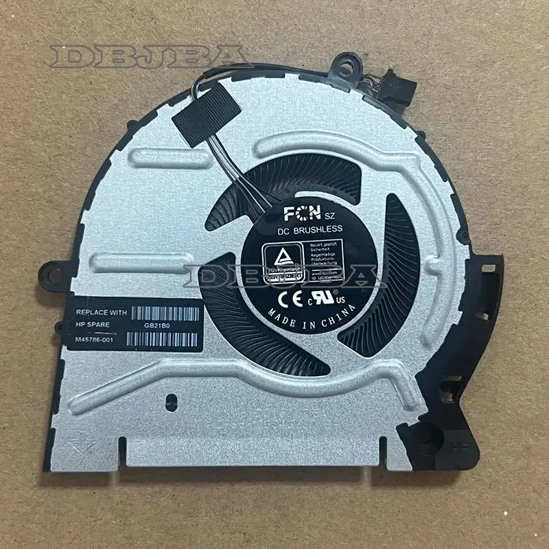A small black laptop CPU cooling fan with plastic housing and wire connector