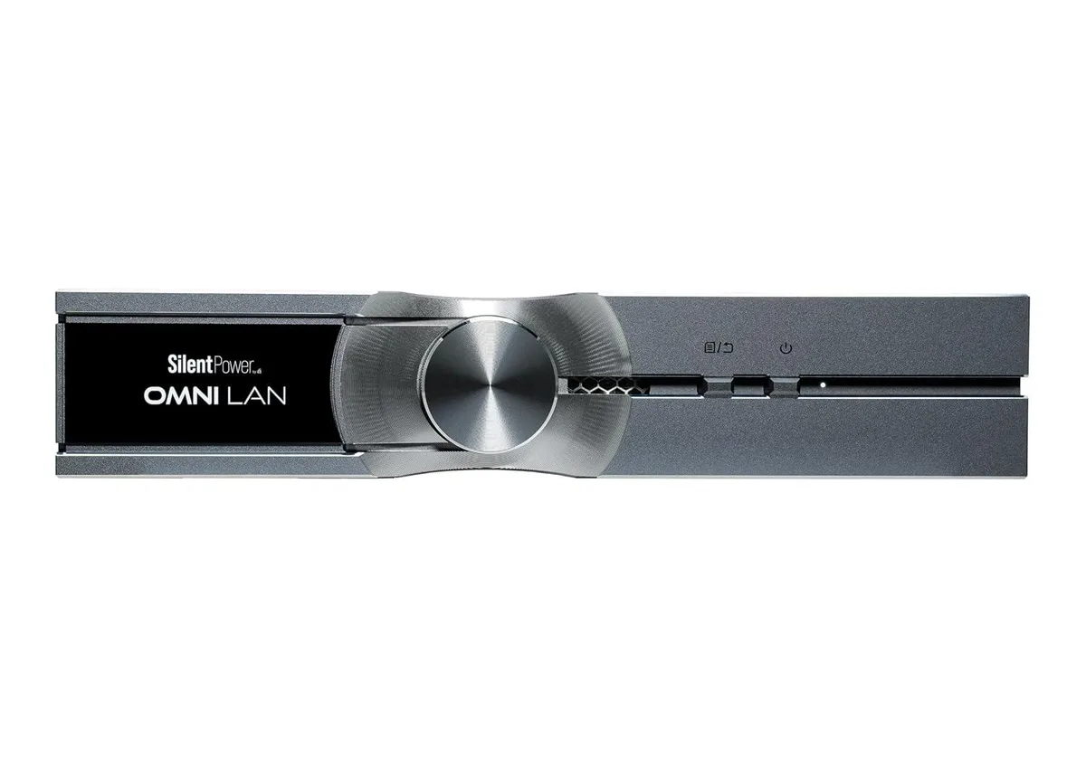 Black rectangular network switch with TFT display, ten RJ45 ports, SFP SC and M12-X connectors, includes iPower supply
