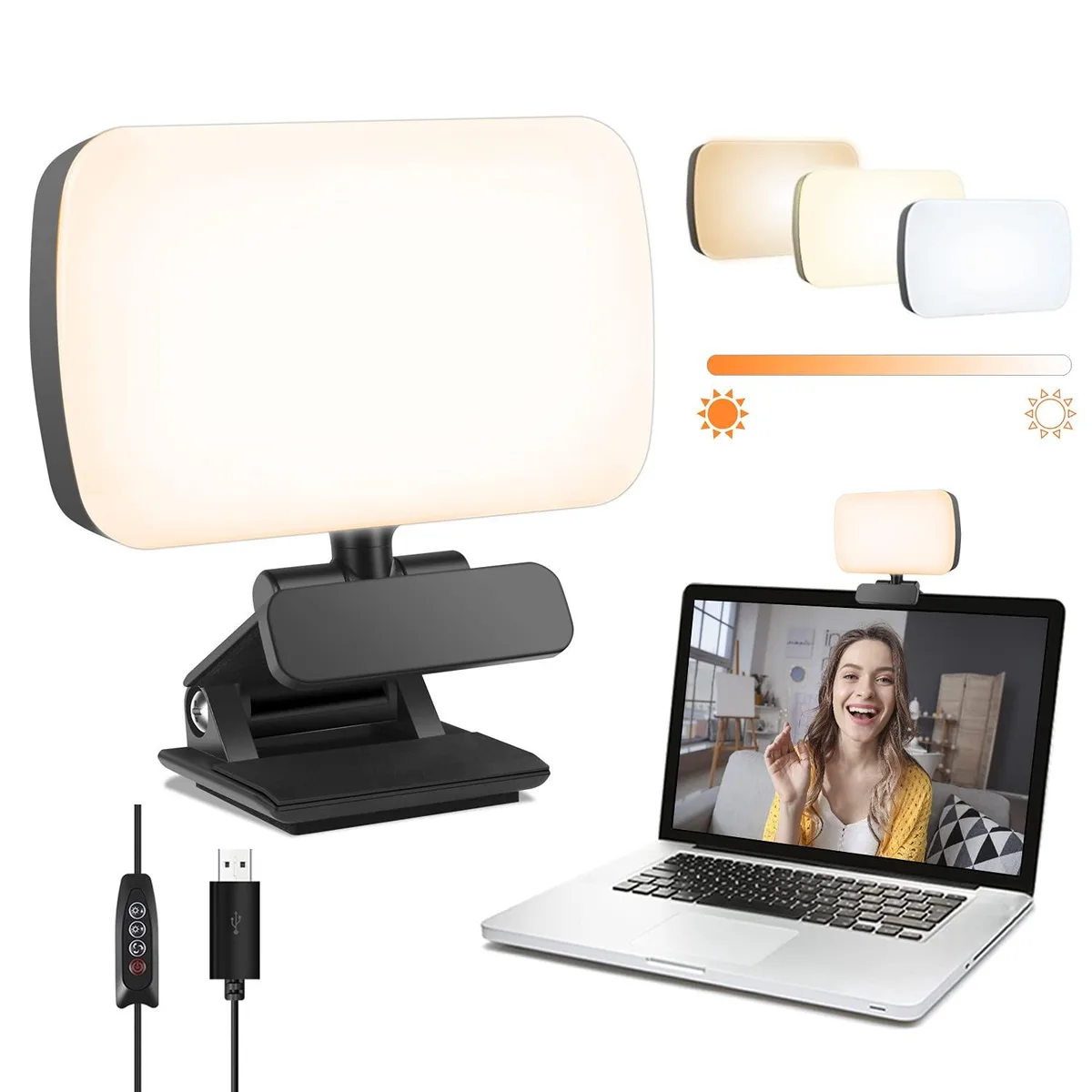 Rectangular LED panel on adjustable clip mount, matte white finish