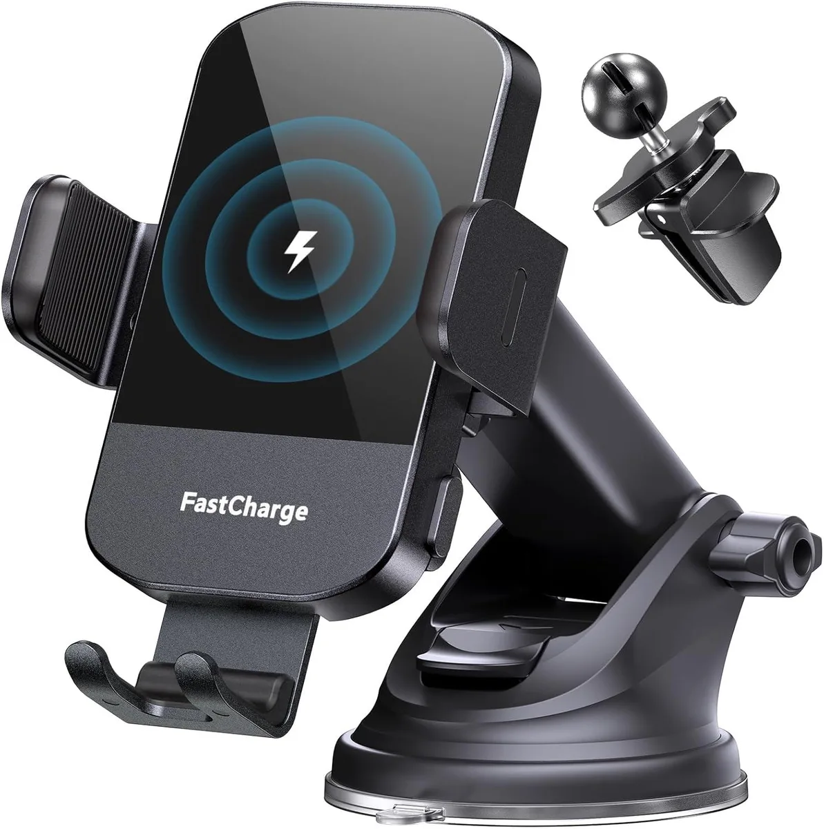 PISKEKAT PISKEKAT Wireless Car Charger 15W Auto Clamping Black — product photo