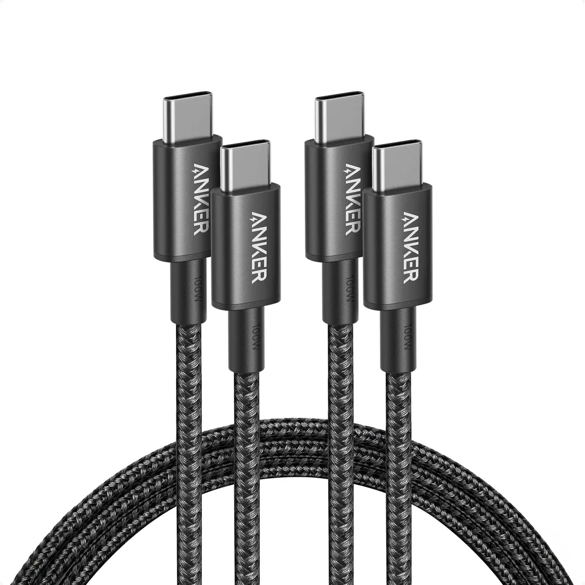  Anker 333 USB-C to USB-C Cable 100W 6ft 2-Pack Black A8758 — product photo