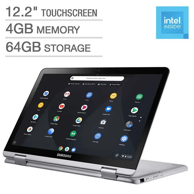 SAMSUNG SAMSUNG 12.2" FHD Touch 2-in-1 Chromebook Celeron 3965Y 4GB 64GB eMMC Silver — product photo