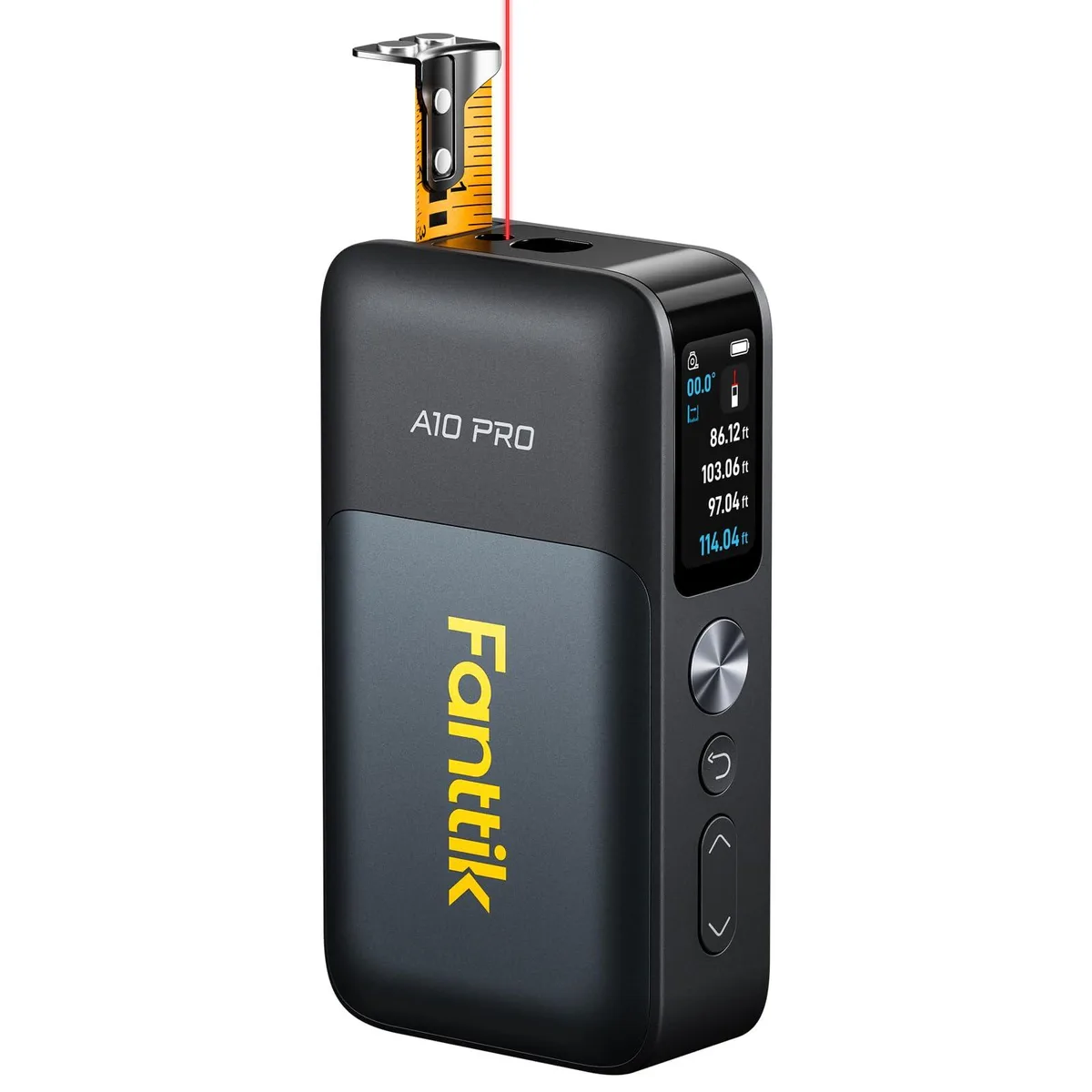 Fanttik A10 Pro blue plastic 2-in-1 laser tape measure with 1.47-inch IPS color display