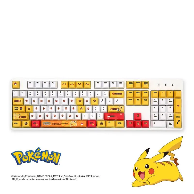 Corn Electronics Corn Electronics FE104 Pikachu Brown Switch Gaming Keyboard 104 keys yellow white — product photo