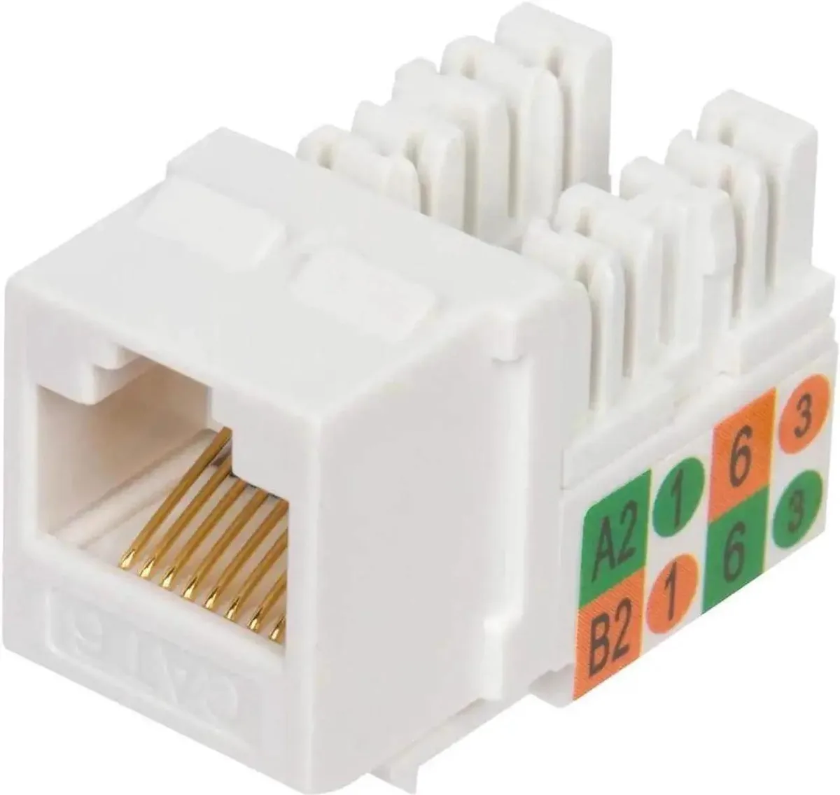 SMUGDESK SMUGDESK 50 Pack White Cat6 RJ45 90 Degree Keystone Jack Adapter — product photo