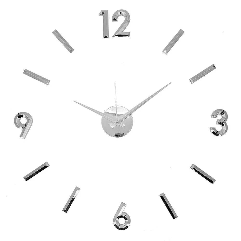 Vandue Corporation Vandue Corporation Modern Home Self Adhesive DIY 3D Wall Clock Metallic Silver — product photo