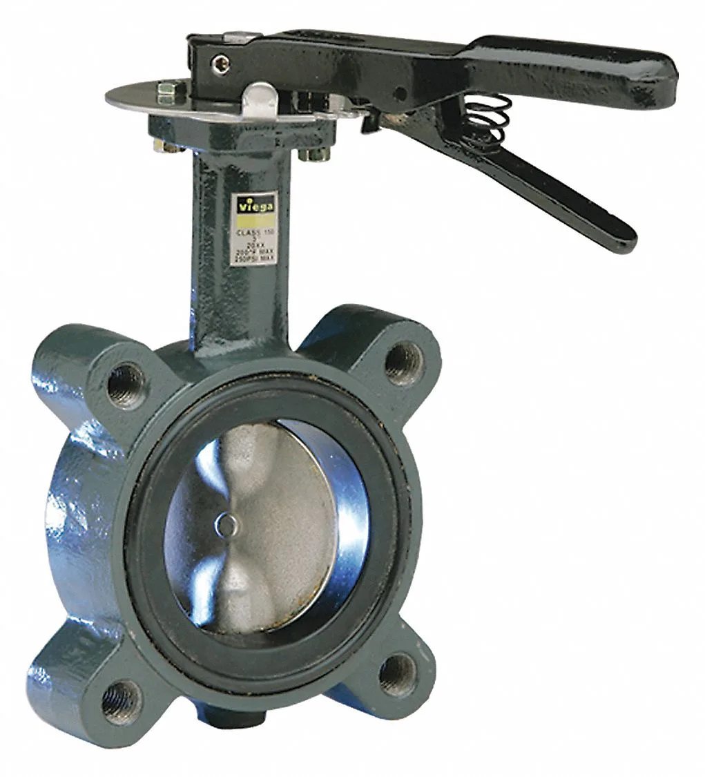 Viega 22074 ProPress butterfly valve 2-1/2" - 4, ductile iron body, lever handle, EPDM liner, stainless steel disc