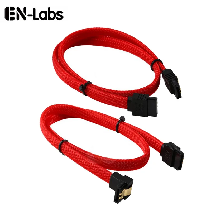 EN-Labs EN-Labs PRSATA50CM2PKRD SATA cable 2-pack 50 cm red straight 90° locking latch — product photo