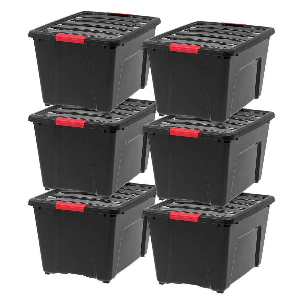 IRIS USA, INC. IRIS USA, INC. 53 Quart Stack and Pull Storage Bin System, 6 Count, Black — product photo