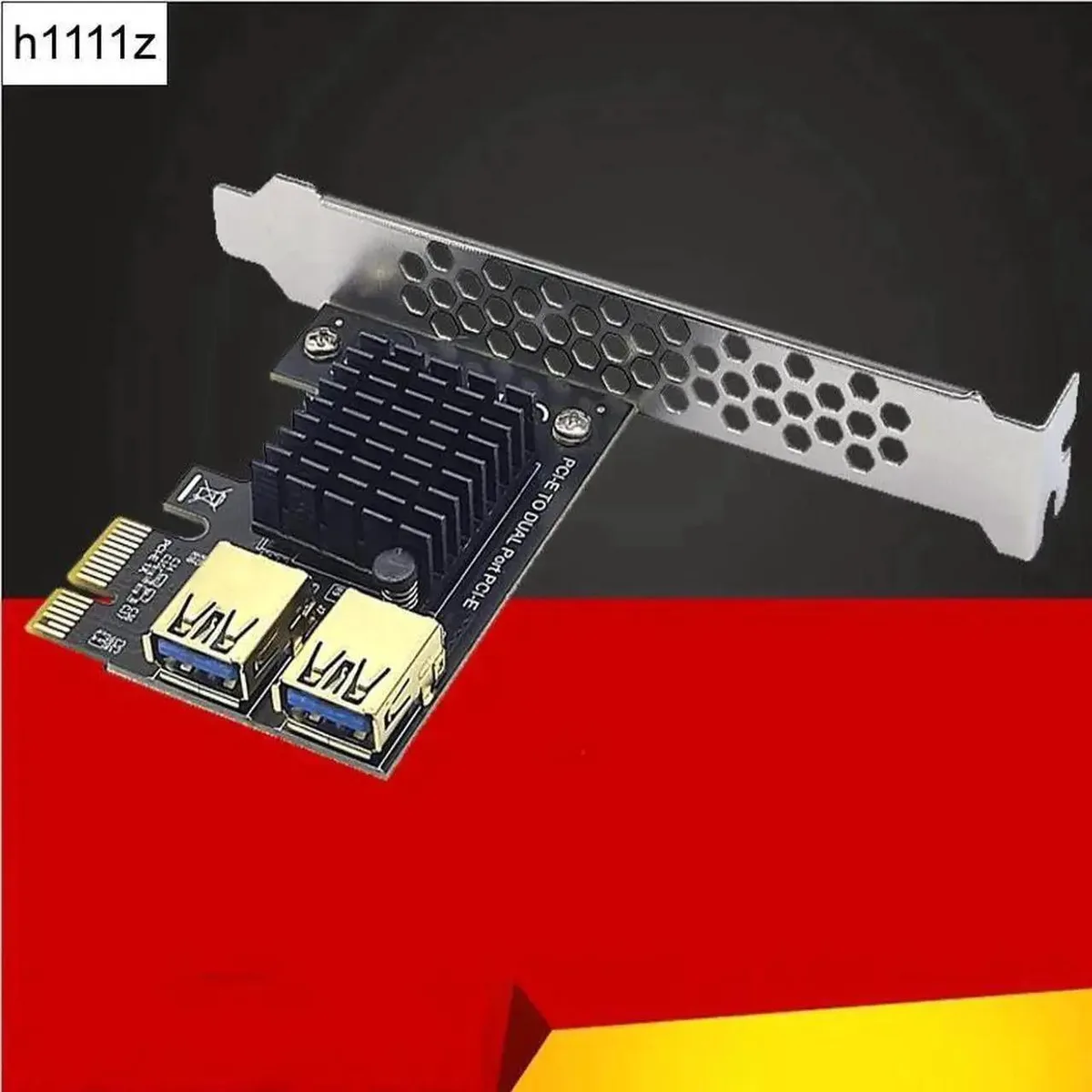 SMUGDESK SMUGDESK Gold-Plated PCIe 1 to 2 Riser Card with USB3.0 Hub — product photo