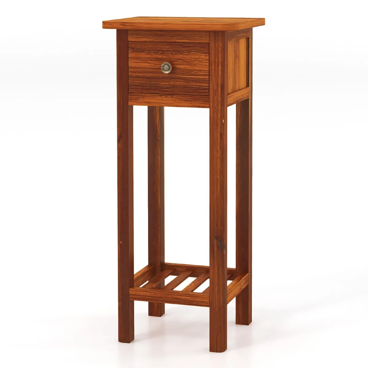SlickBlue SlickBlue 2 Tier Slim Nightstand Bedside Table with Drawer Shelf 16" x 16" x 35 — product photo