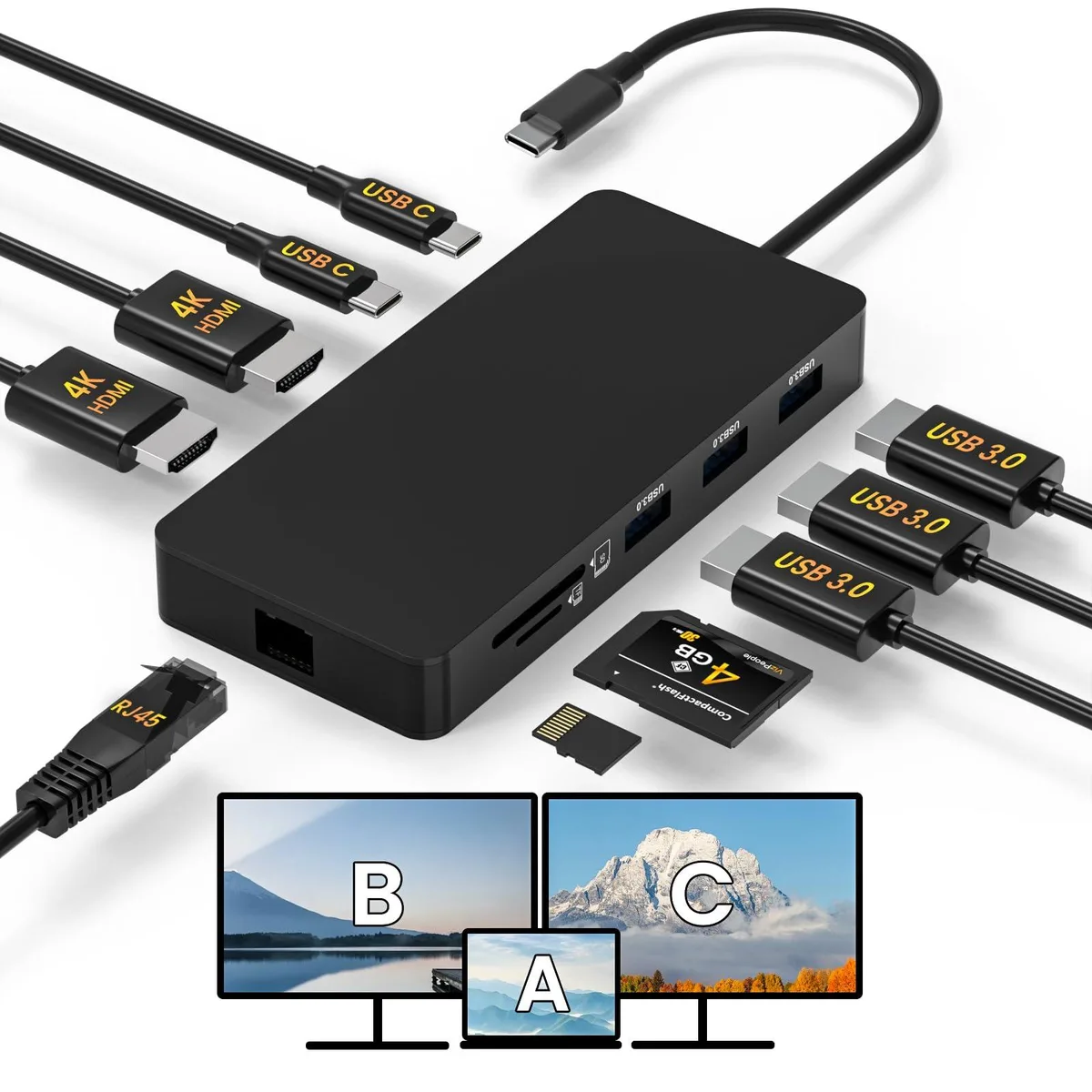  Belkin HC-21 10-in-1 USB-C Docking Station Dual 4K HDMI 1000Mbps LAN 85W PD — product photo
