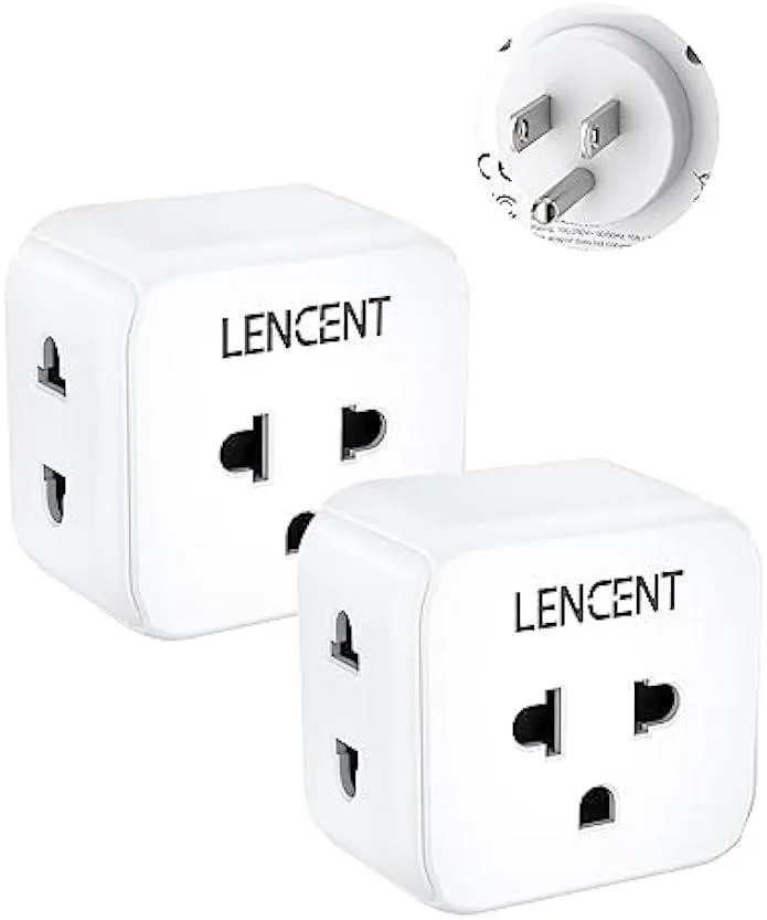 TAURKENAM TAURKENAM EU to US Plug Adapter 2 Pack 3 Outlet 2500W power adapter — product photo