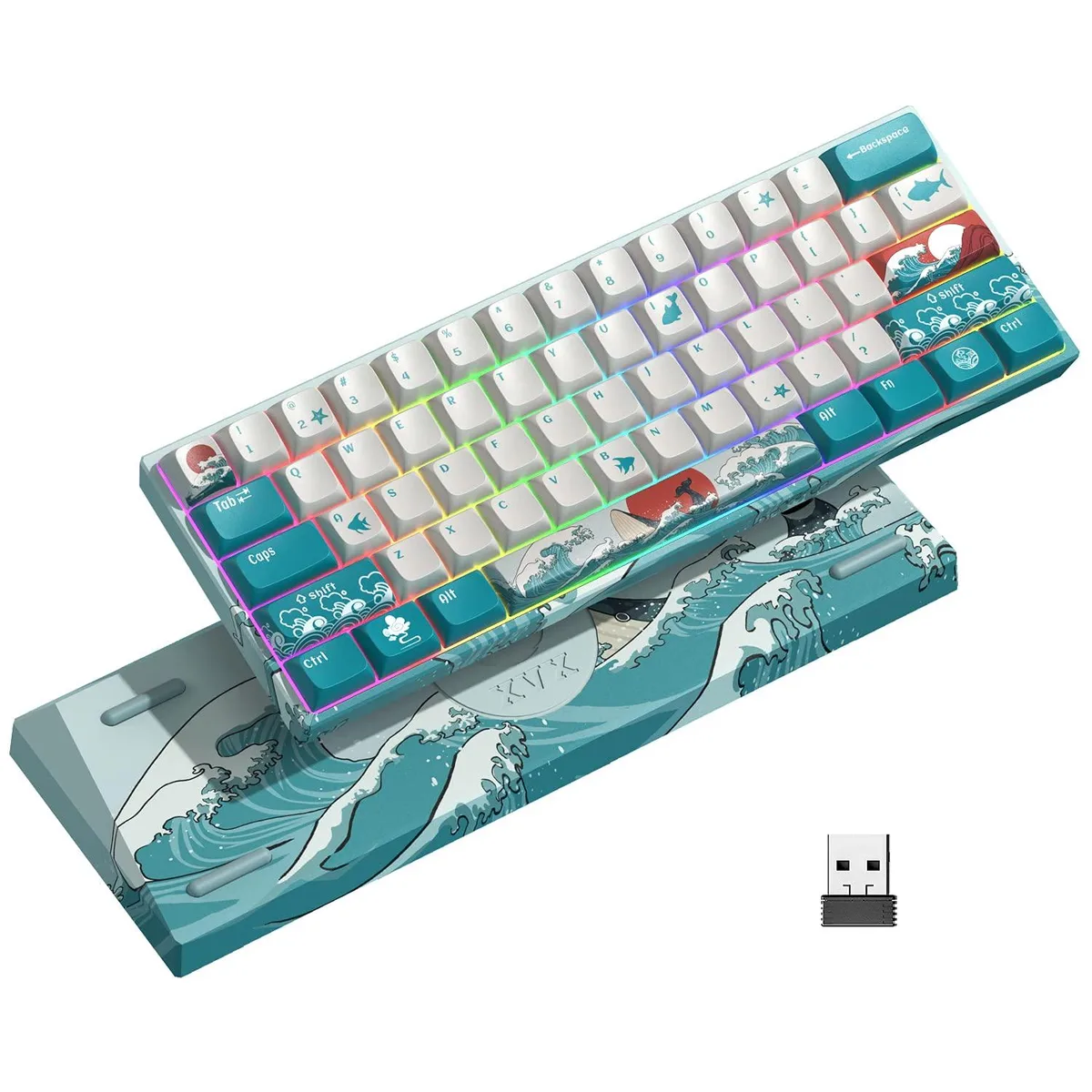  HITIME xihao-jp-shanhuhai Coral Sea 60% Wireless Mechanical Gaming Keyboard — product photo