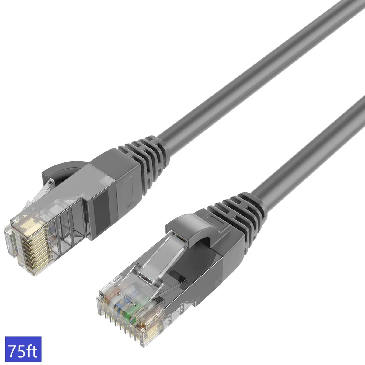 QualGear QualGear Cat 6 RJ45 Ethernet Patch Cable Shielded 75 ft Gray — product photo
