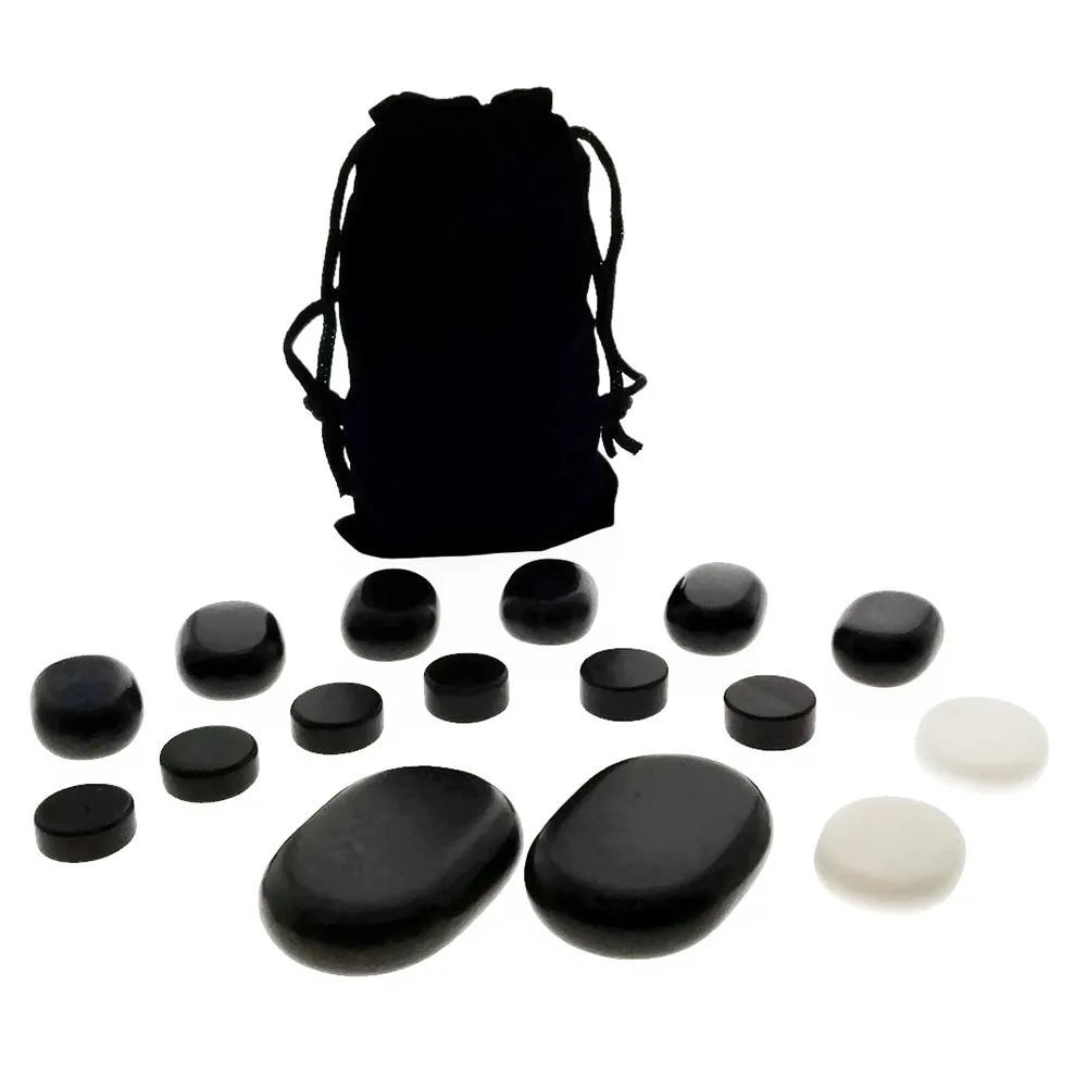 Vandue Corporation Vandue Corporation 16pc Facial Massage Basalt Stone Set with Velvet Travel Pouch — product photo